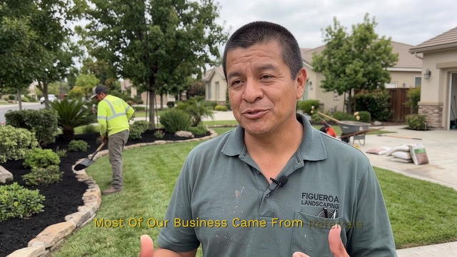 Landscaping contractor speaking in the supplied customer testimonial